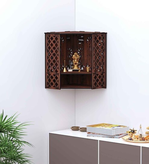 Brown MDF Wall Mounted Temple Without Door