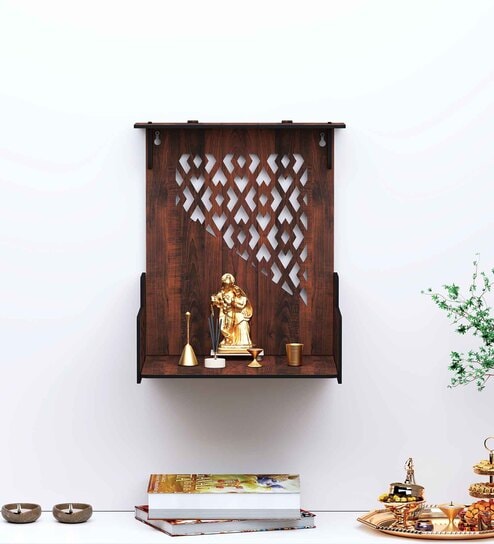 Brown MDF Wall Mounted Temple Without Door