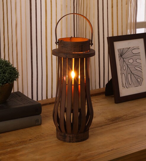 Buy Brown Metal Shade Table Lanterns With Brown Base By Oddcroft Online Table Lanterns Lamps Lamps Lighting Pepperfry Product