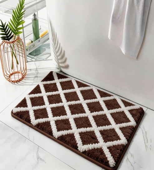 Brown Microfiber 24x16 Inches Anti-Skid Door Mat