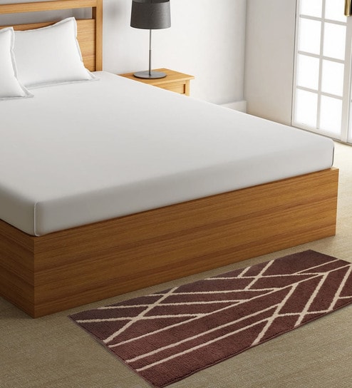 Brown Microfiber 55 x 22 Inches Machine Made Floor Runner