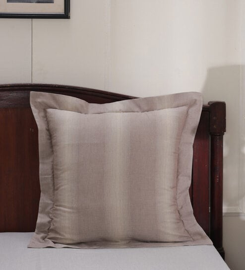 Brown Patterned 300 TC Cotton 24 x 24 Inches Pillow Covers (Set of 2) by Maspar