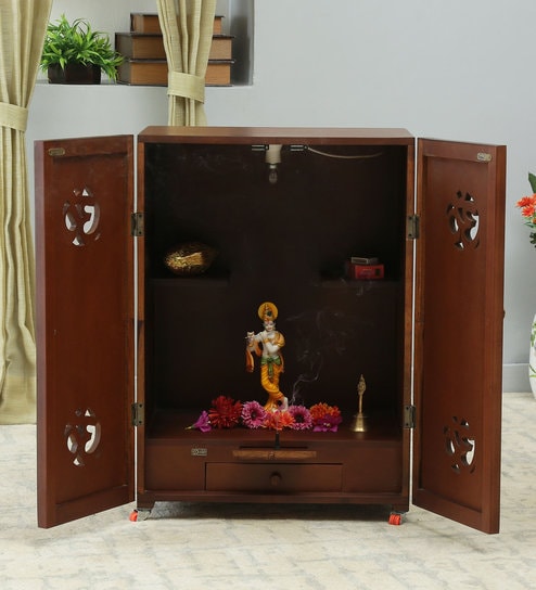 Buy Brown Sheesham Wood Pooja Mandir With Door By D Dass Online