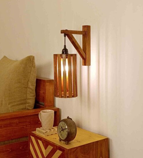 Casa L Brown Solid Wood Wall Sconces by Symplify