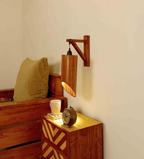Brown Pine Wood Cedar Wall Sconces By Symplify