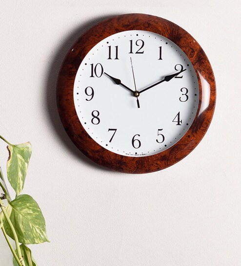 Buy Brown Plastic Decorative Retro Round Wall Clock By Ecraftindia