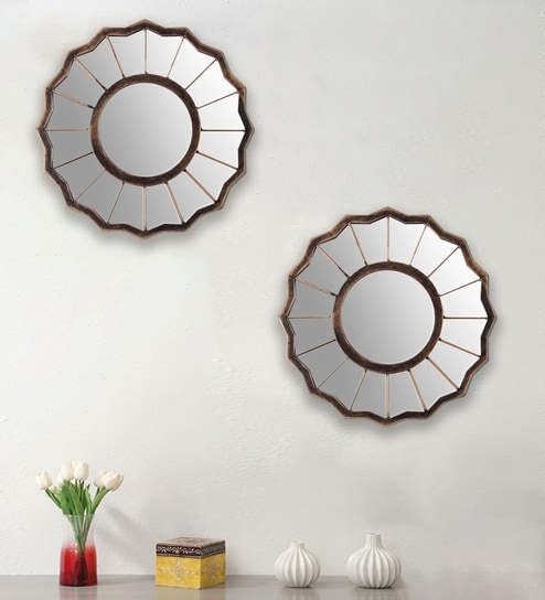 Brown Plastic (Set of 2) Wall Mirrors