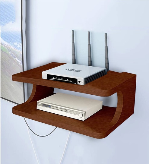Goldfoil Brown wood Wall Shelves