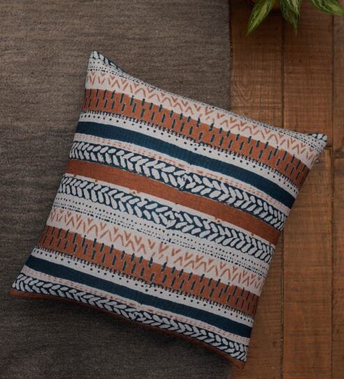 Brown Traditional Polycanvas 16 x 16 Inches Cushion Cover