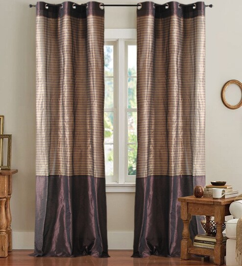 Buy Brown Polyester 42 X 90 Inch Door Curtain Set Of 2 By Deco
