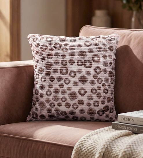 Brown Polyester Abstract 18x18 inches Cushion Cover