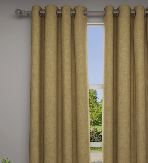 Brown Solid Polyester 7 Ft Semisheer Eyelet Door Curtains (Set of 2) by GM Fabrics