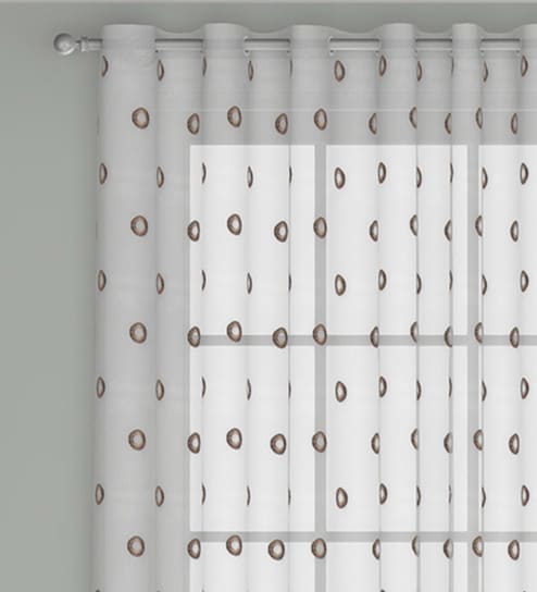 Brown Geometric Polyester 7 Ft Sheer Eyelet Door Curtain by GM Fabrics