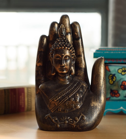 Lord Buddha Brown Polyresin Idol