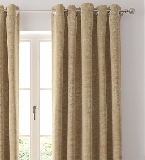 Brown Solid Polyester 7 Ft Blackout Eyelet Door Curtains (Set of 2) by GM Fabrics
