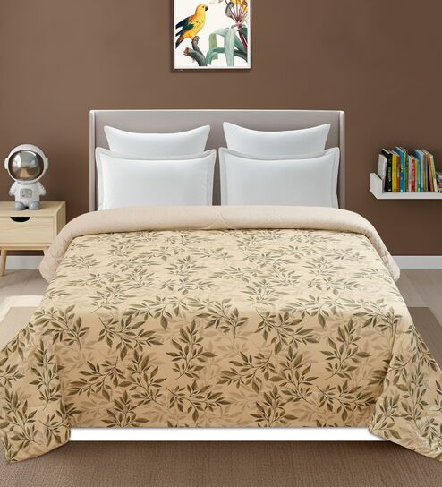 Brown Printed Microfiber Reversible 180 GSM Double Bed AC Comforter
