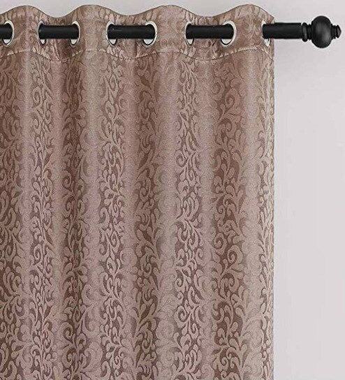 Buy Brown Semisheer Polyester 9 Feet Eyelet Long Door Curtain By