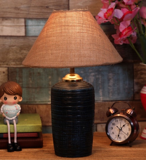Brown Shade Table Lamp With Terracotta Base By Foziq