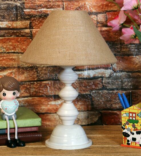 Brown Shade Table Lamp With Metal Base By Foziq