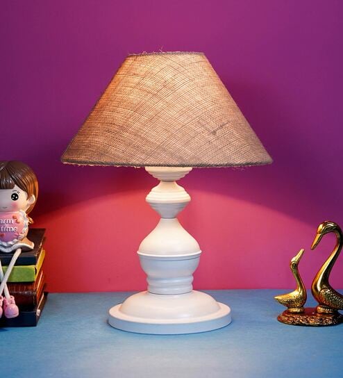 Brown Shade Table Lamp With Metal Base By Foziq