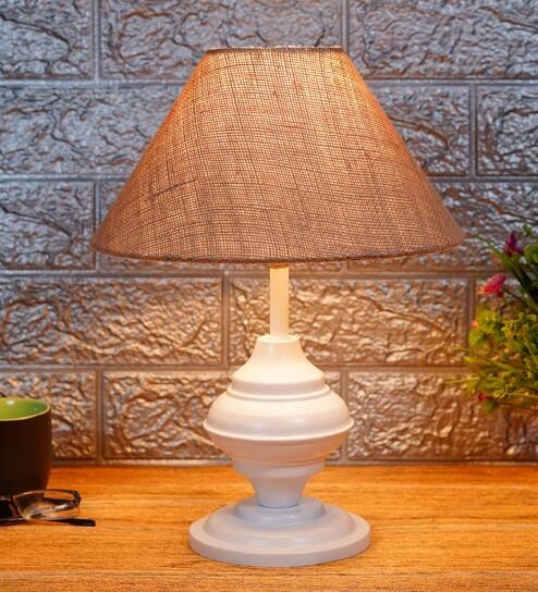 Brown Shade Table Lamp With Metal Base By Foziq