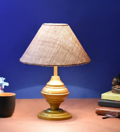 Brown Shade Table Lamp With Metal Base By Foziq