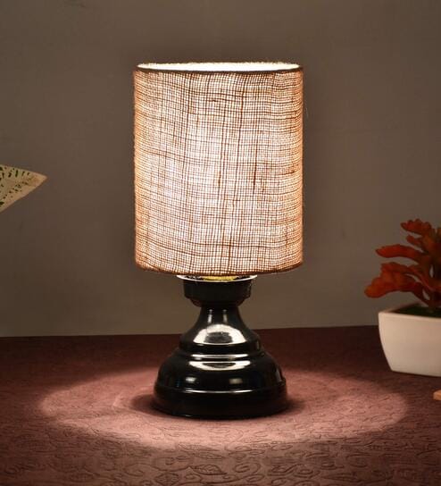 Brown Shade Table Lamp With Metal Base By Foziq