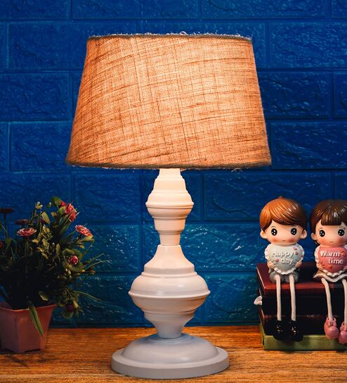 Brown Shade Table Lamp With Metal Base By Foziq