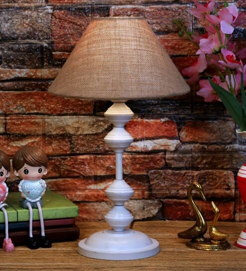 Brown Shade Table Lamp With Metal Base By Foziq