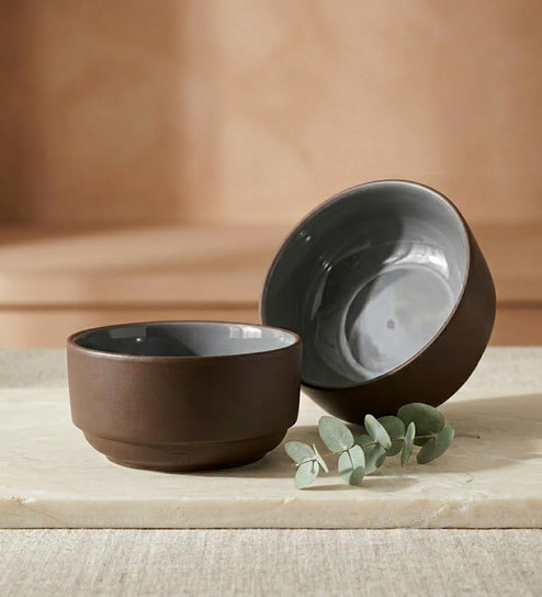 Brown Snack Bowls Set of 2