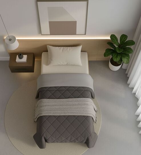 Grey Soft Fluffy Micro Solid Plain Heavy Winter Single 150GSM Reversible Comforter