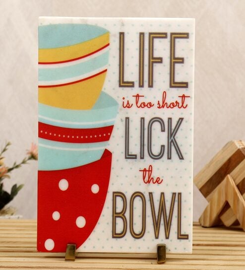 Multicolor Marble Lick The Bowl Decorative Plate Showpiece