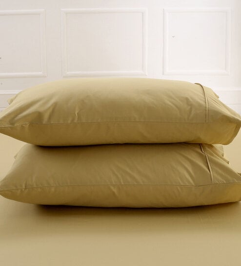 Brown Solid 200 TC Cotton 30 x 20 Inches Pillow Covers (Set of 2)