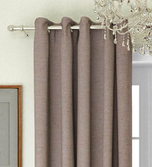 Buy Brown Solid Eyelet Velvet Blackout Door Curtains Set Of 2 By