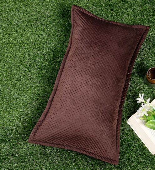 Brown Solid Velvet 27x18 Inches Pillow Cover (1Pc)