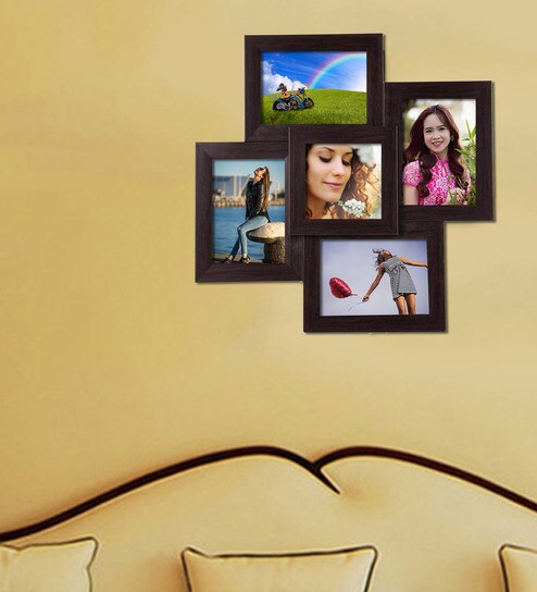 Buy Brown Synthetic Wood Wall Mounted Collage Photo Frame By Wens Online Multi Photo Frames Photo Frames Home Decor Pepperfry Product