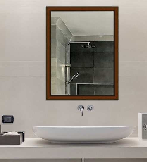 Brown Synthetic Wood Creations Wall Mirror