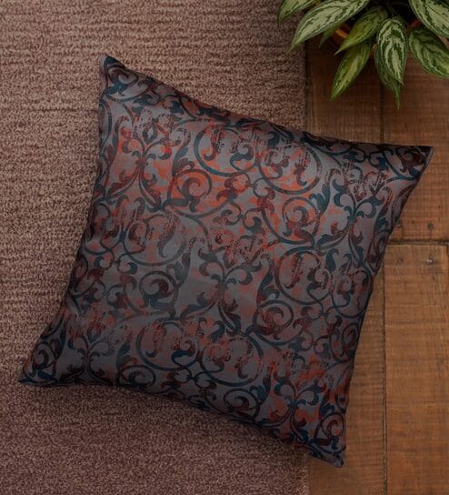 Brown Abstract Poly Canvas 16 x 16 Inches Cushion Cover by Zeba