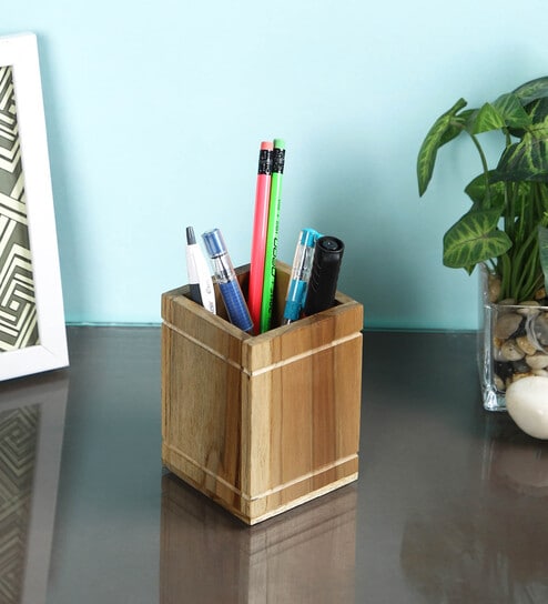 Handcrafted and hand painted Peacock desk aesthetic pen stand made