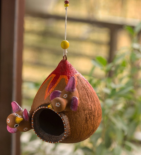 Buy Brown Terracotta Cuckoo Family Handmade Bird House By