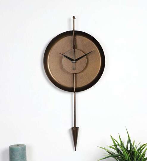Brown Textured Brass Cone Clock