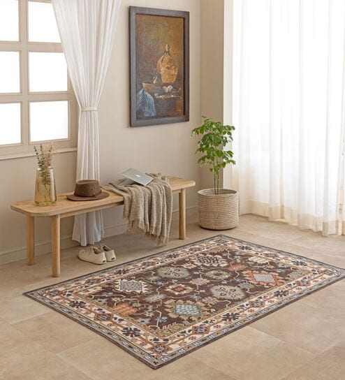 Brown Traditional Hand Woven 6 Ft X 4 Ft  Dhurrie