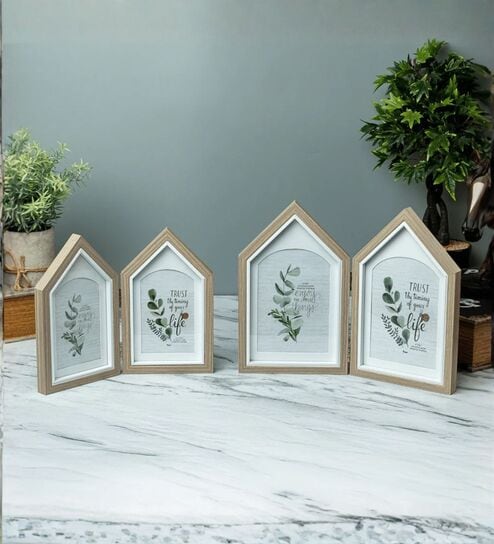 Brown Two House shape Photo Frame 3.5x5 Inches