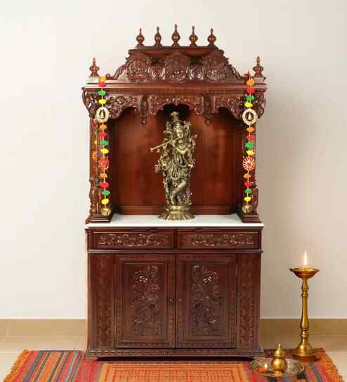 Brown Vansidhar Teak Wooden Mandir