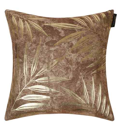 Brown Velvet Floral 16X16 Inches Cushion Covers (2Pcs)