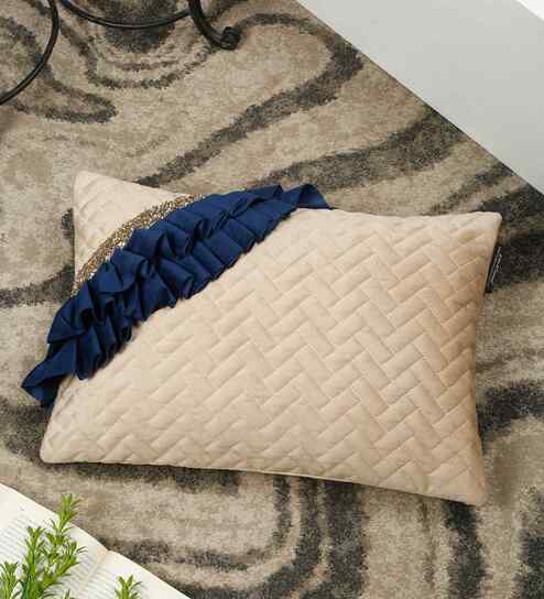 Brown Velvet Geometric 12X18 Inches Cushion Cover