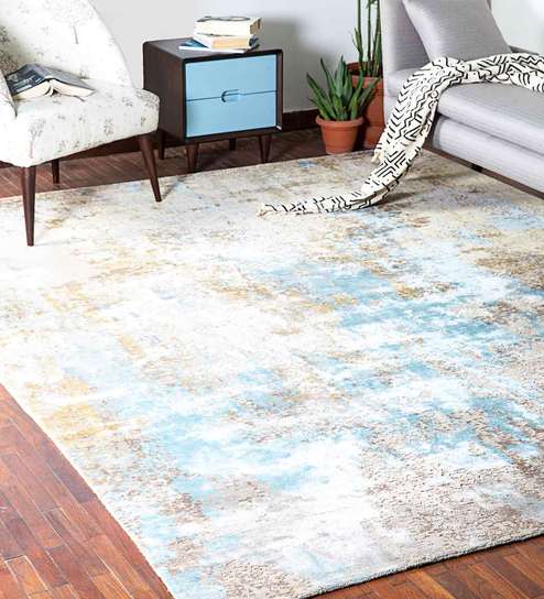 Brown Bamboo Silk Washed-out 5ft x 8ft Hand Knotted Carpet by Jaipur Rugs