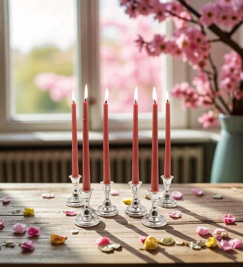 Brown Wax Taper Candles Set Of 6