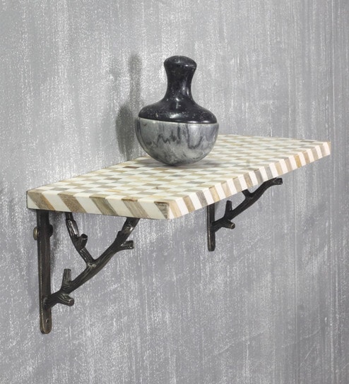 Buy Solid Wood Fixed Bracket Wall Shelf In Black White Colour By Casa Decor Online Fixed Bracket Wall Shelves Wall Shelves Home Decor Pepperfry Product