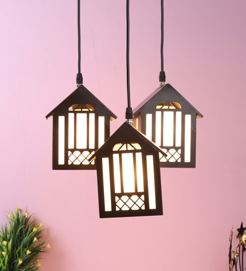 Brown Wood 3 Light Cluster Hanging Lights by Foziq